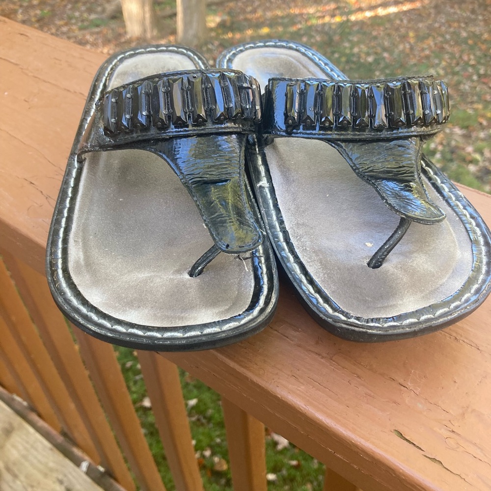 Alegria black leather sandals